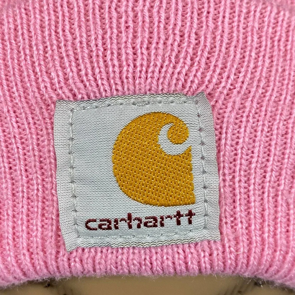 Carhartt Beanie Kids One Size Pink Knit Logo Cuff Winter Hat